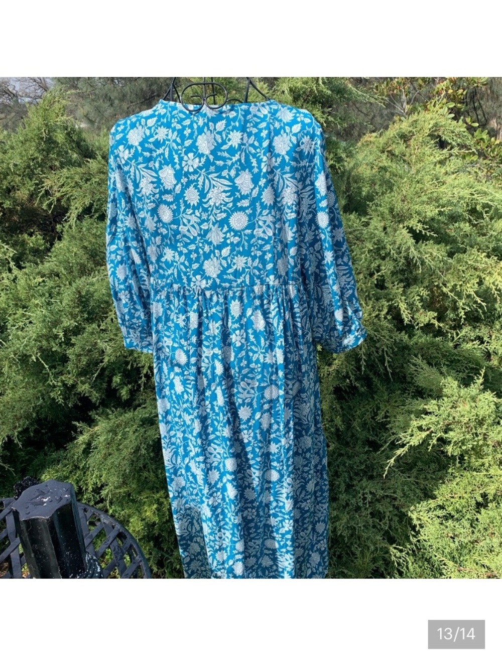 Bohemian Turquoise Blue & White Maxi Dress - Picture 11 of 12